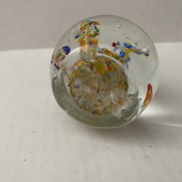 Hand Blown Art Glass Paperweight Tree of Life Orb – Multicolor Millefiori Design - Picture 7 of 7